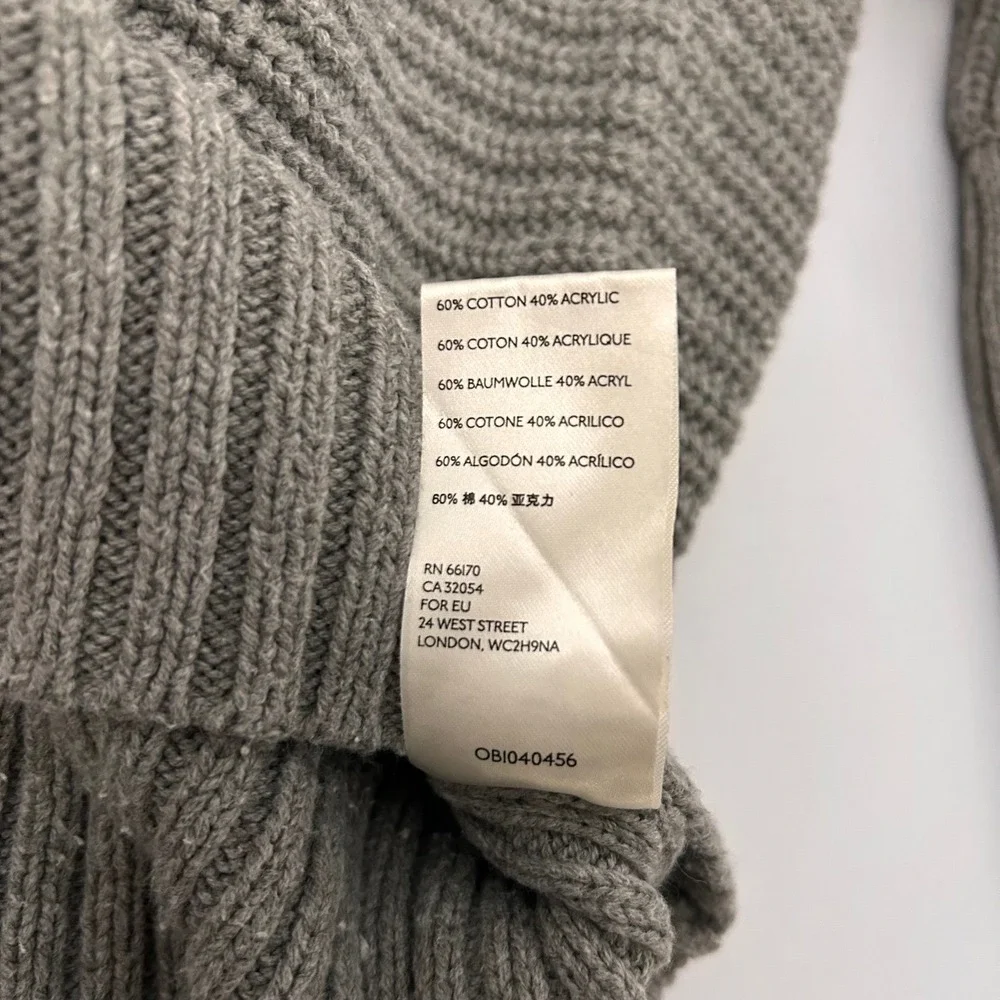 Free People Turtleneck Sweater Womens Small Gray‎ Oversized Chunky Cable Knit